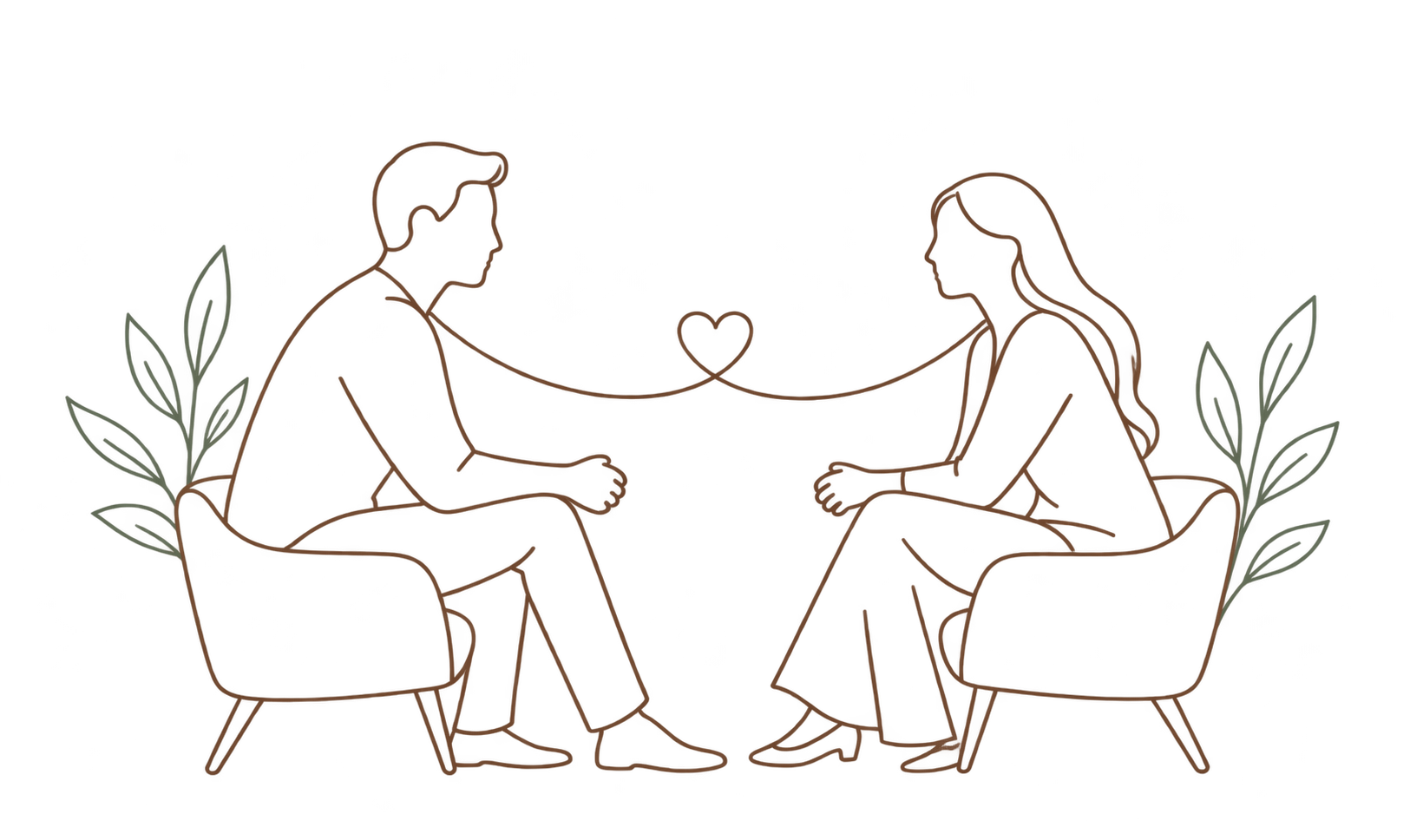 Ilustración de una pareja conversando